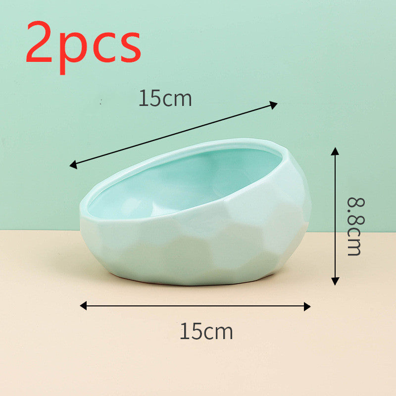 Tilted Ceramic Pet Bowl