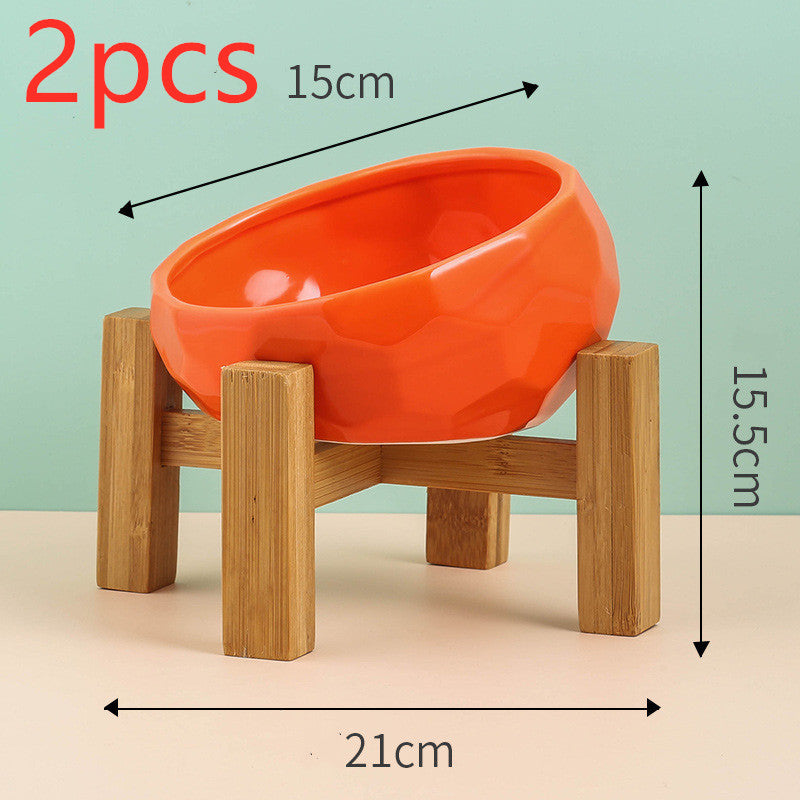 Tilted Ceramic Pet Bowl