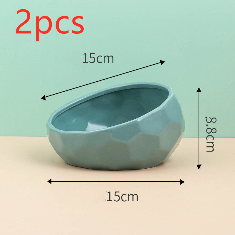 Tilted Ceramic Pet Bowl