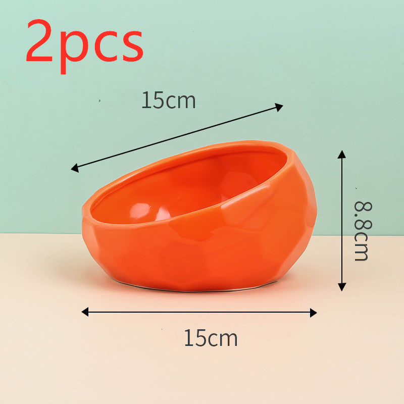Tilted Ceramic Pet Bowl