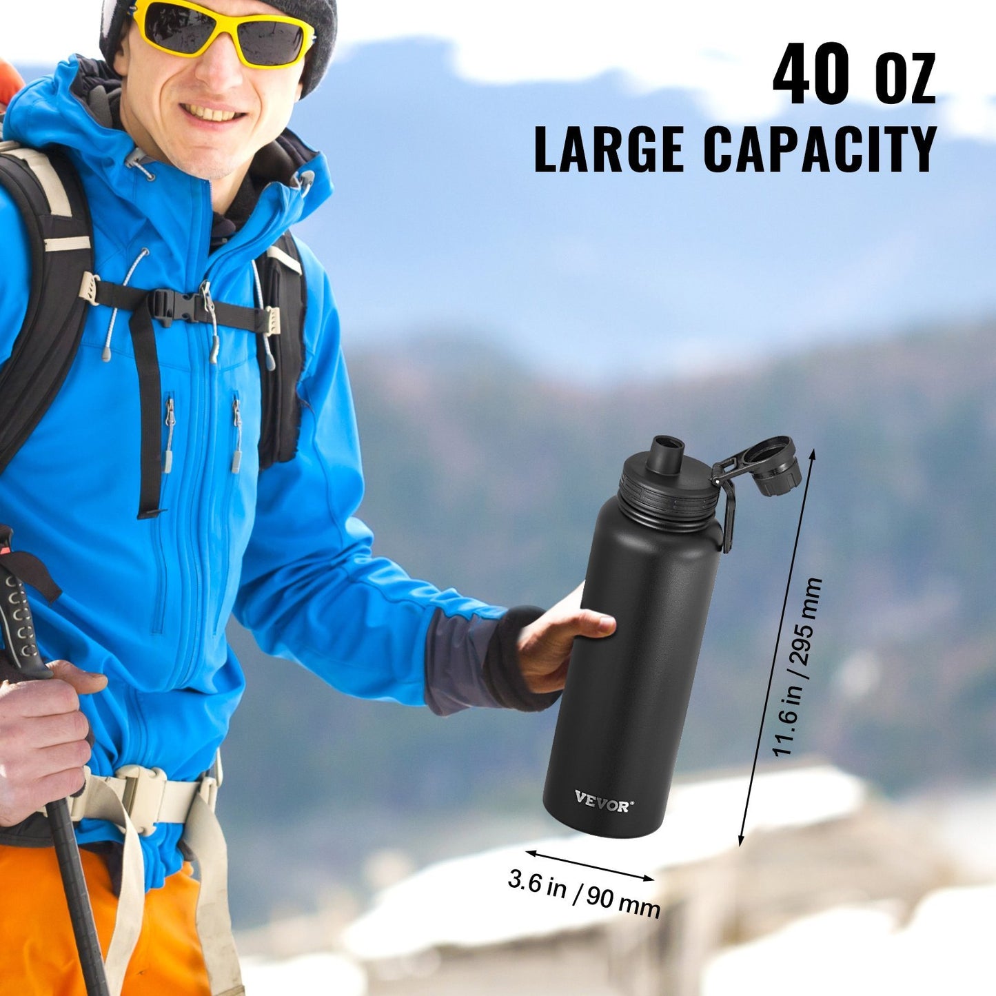 40oz Black Steel Bottle