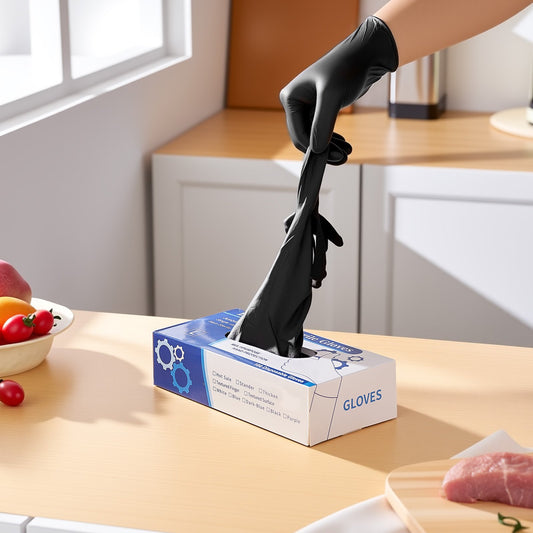 Black nitrile disposable gloves (4.5 Mil) for safe handling and protection