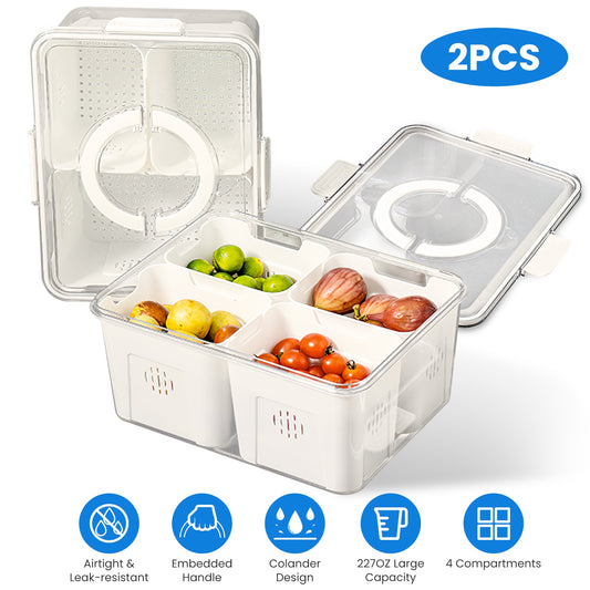 Airtight Fruit Storage Containers 4 Compartment Food Storage Containers
